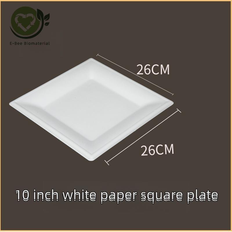 10 Inch White Square Biodegradable farahan fun BBQ & amupu;