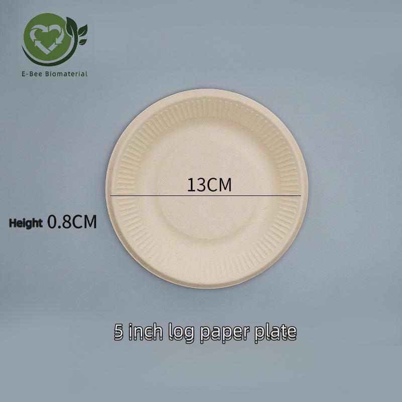 5-инчова естествена неизбелена кафява компостируема хартиена чиния за еднократна употреба