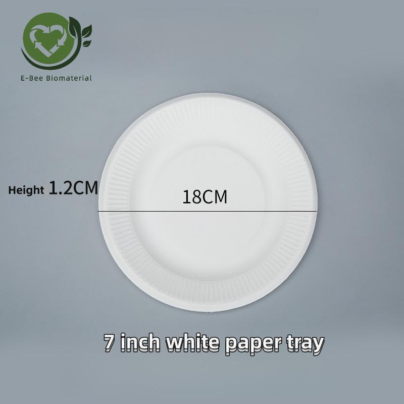 Assiettes en papier compostables blanches de 7 pouces pour pique-nique