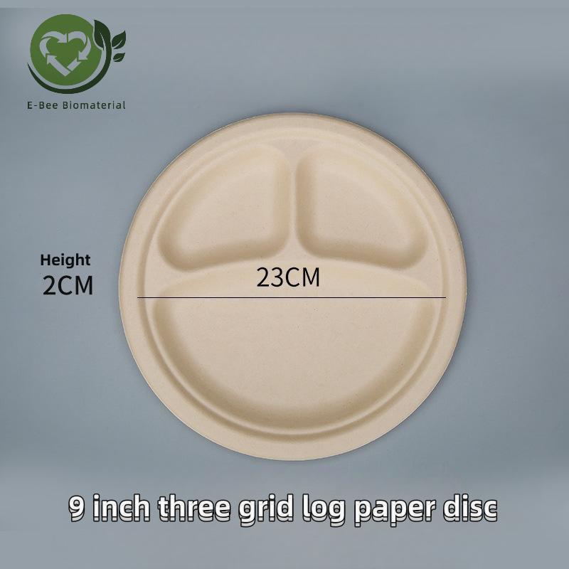 9 Inch Disposable 3 Compartment Nā Papa Pepa Bagasse Natural