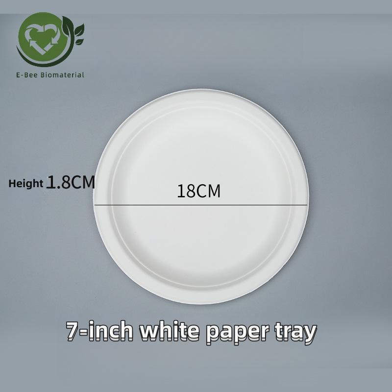E-BEE 7 Inch White Biodegradable Paper Paper