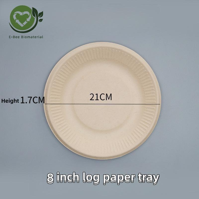 Е-БЕЕ 8-инчни Багассе папирни тањири за јело за испоруку роштиља