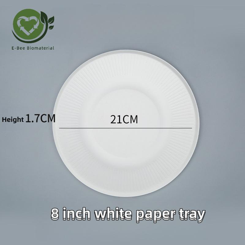 E-BEE 8 Inch White Biodegradable Paper Plates for Parties